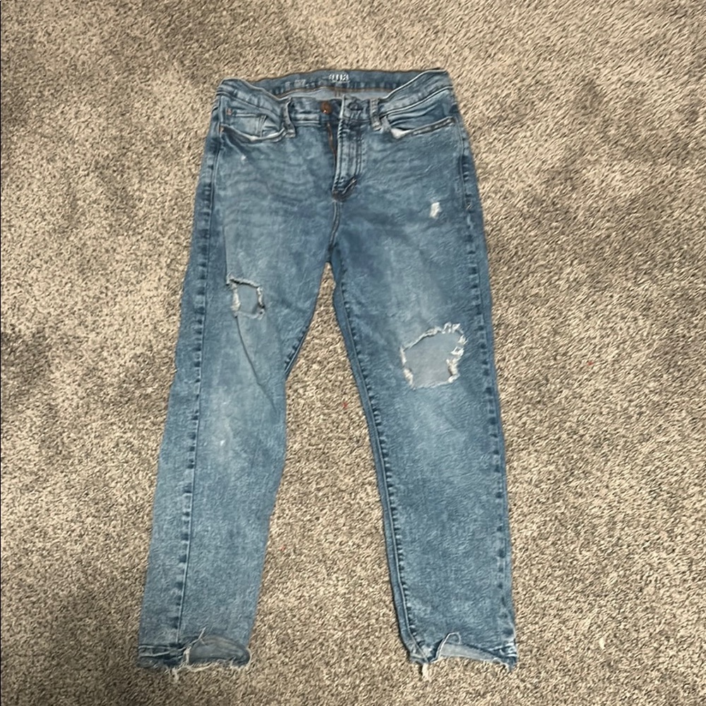 Distressed Blue Jeans